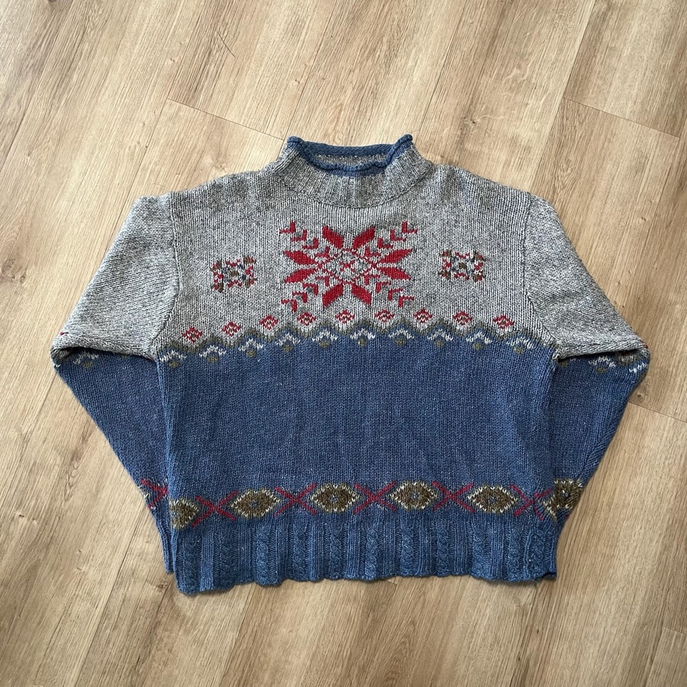Vintage St. John's Bay  Geometric Sweater Womens M Wool Blend Holiday Christmas